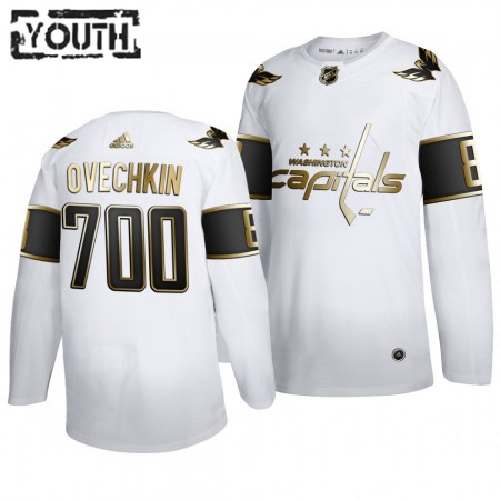 Washington Capitals Alexander Ovechkin 700 Goals Adidas 2019-2020 Wit Golden Edition Authentic Shirt - Kinderen